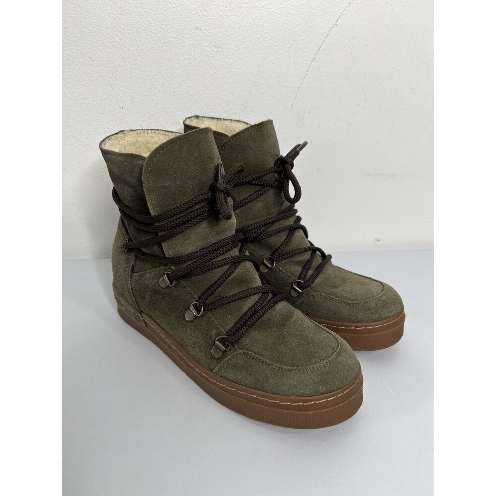Billi Bi Copenhagen Green Leather Booties Fleece Women’s Size 38/US 7